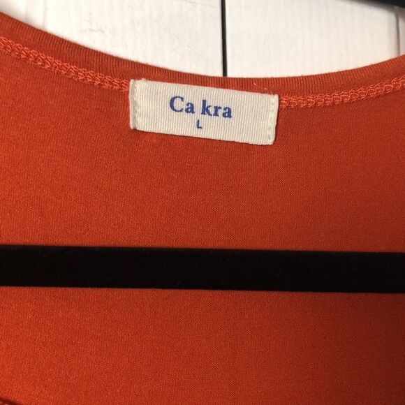 2/$10 Ca kra Womens Short Sleeve Button Placket Blouse Top Orange Large - Picture 2 of 3